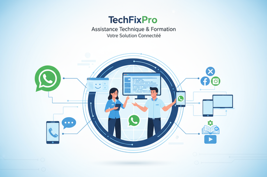 Service professionnel fourni par TechFixPro. Assistance complète via WhatsApp, téléphone ou réseaux sociaux pour : formation à distance sur l’entretien des appareils.