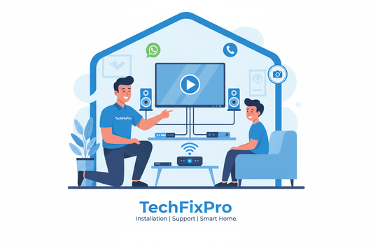 Service professionnel fourni par TechFixPro. Assistance complète via WhatsApp, téléphone ou réseaux sociaux pour : installation complète d’un environnement multimédia.