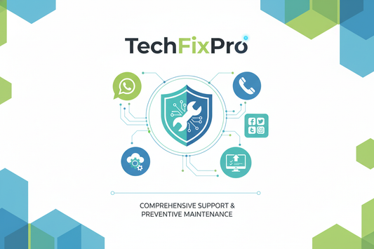 Service professionnel fourni par TechFixPro. Assistance complète via WhatsApp, téléphone ou réseaux sociaux pour : maintenance préventive en ligne.